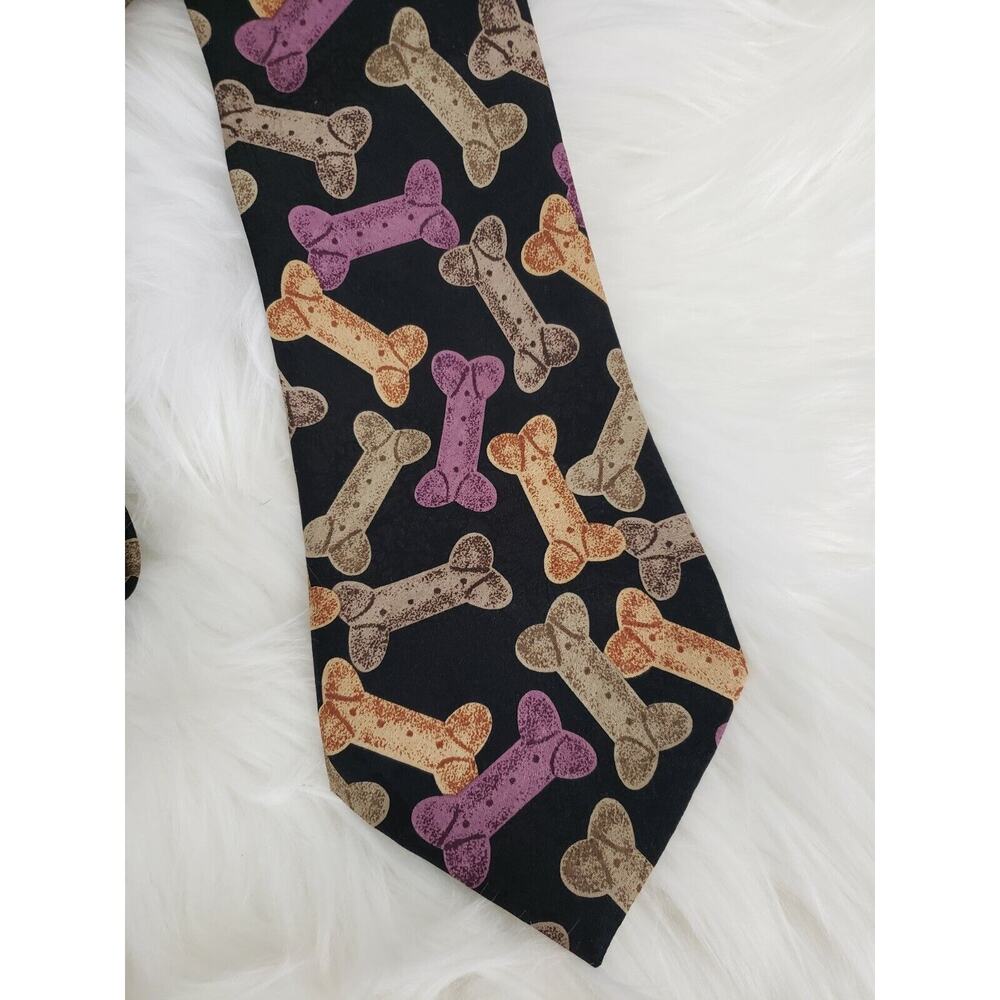 Vintage DOG‎ TREAT Biscuit bone mens necktie zoo vet adopt foster humane society
